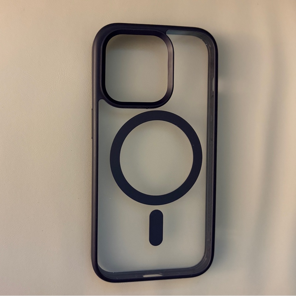 iPhone 14 Pro Clear MagSafe Phone Case with Purple Trim
